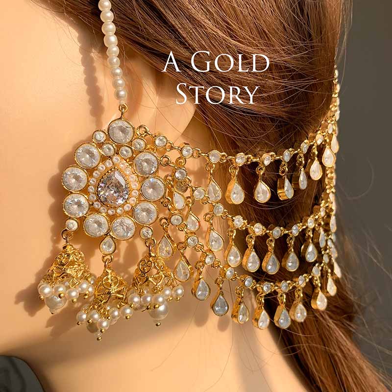 SAJAL KUNDAN POLKI EARRINGS WITH SAHARAY