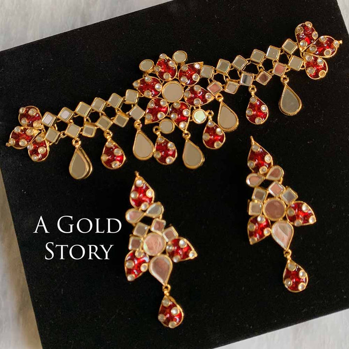 ANEESA CHOKER SET RED/ MAROON