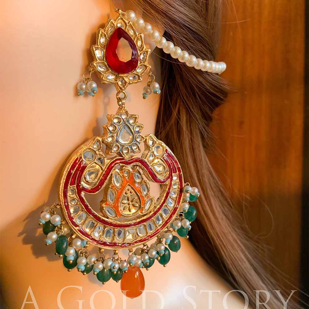 JUGNU KUDAN EARRINGS RED - A GOLD STORY