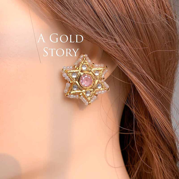 STAR KUNDAN STUDS PINK