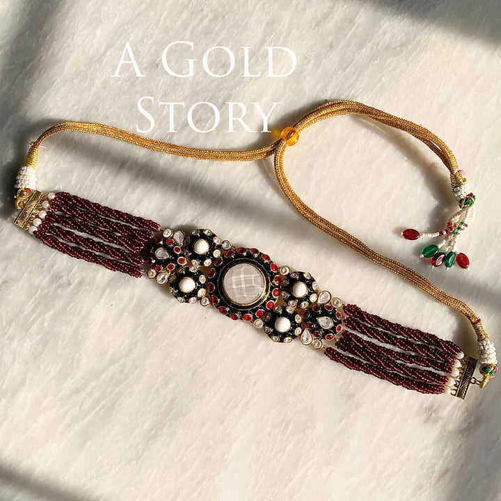 AADIMU CHOKER SET MAROON/ RED