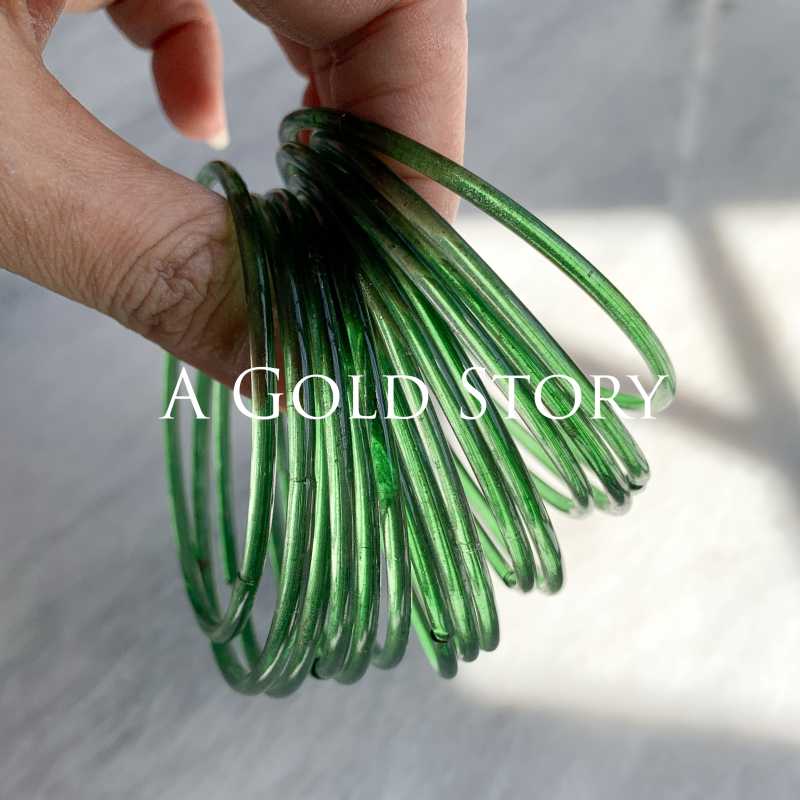 JELLY GLASS BANGLES EMERALD GREEN