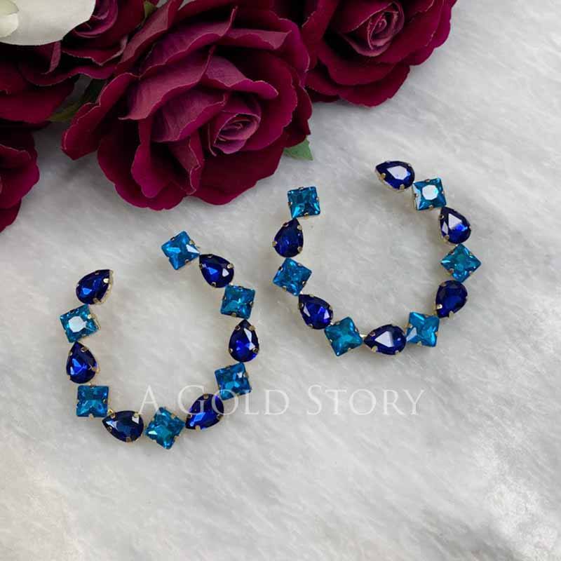 FABEEHA EARRINGS BLUE - A GOLD STORY
