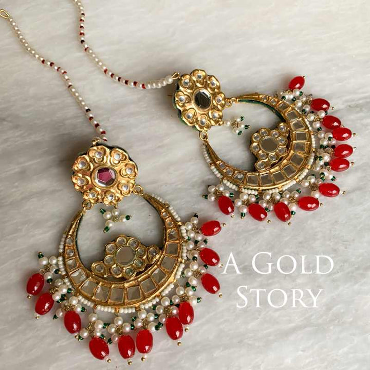 RUPA EARRINGS AND TIKKA RED