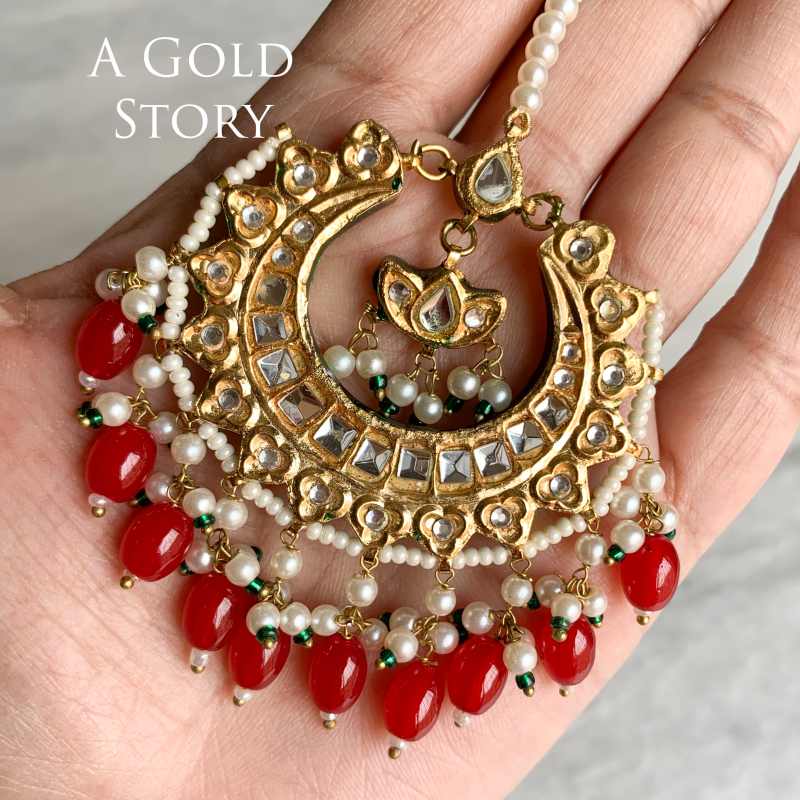 RUPA EARRINGS AND TIKKA RED