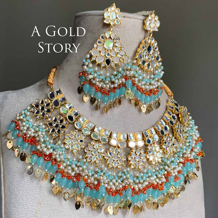 GAUHAR KUNDAN BRIDAL SET MINT GREEN