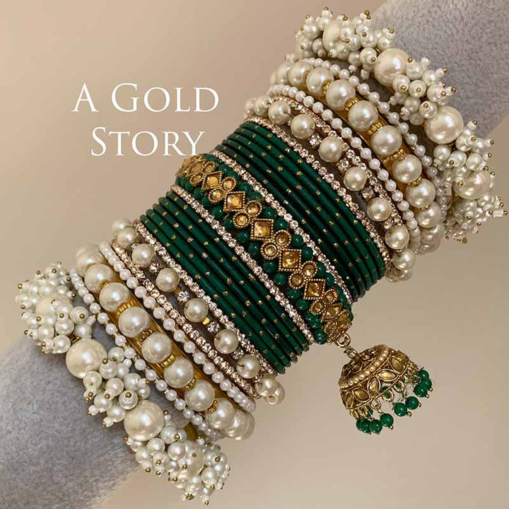 AFAANAA BRIDAL BANGLES SET EMERALD GREEN