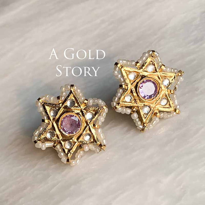 STAR KUNDAN STUDS LILAC