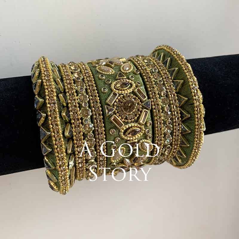 MINAKSHI BANGLES FOREST GREEN - A GOLD STORY