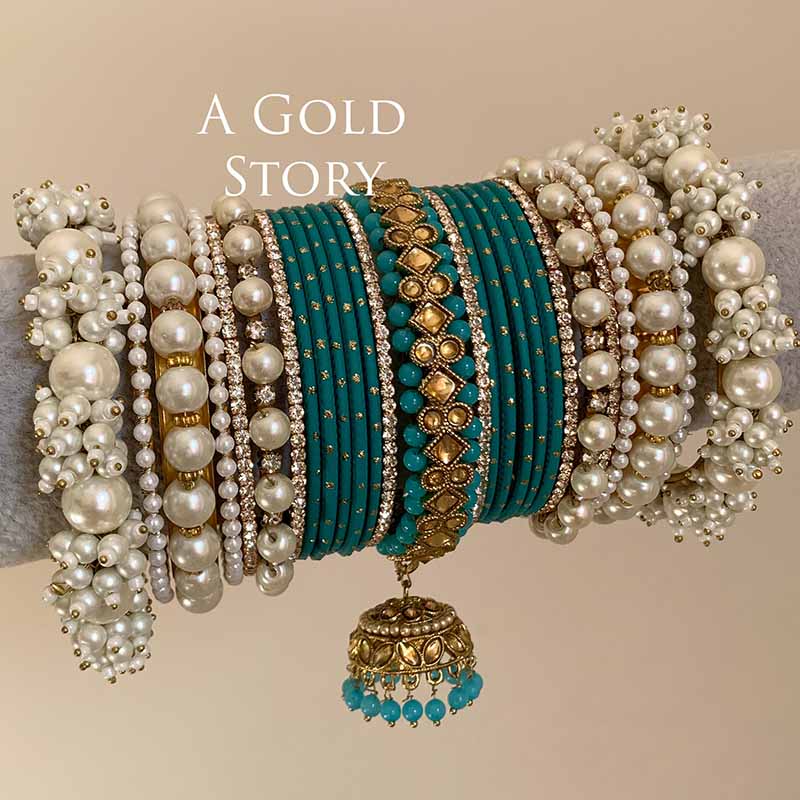 AFAANAA BRIDAL BANGLES SET TEAL/ ZINC