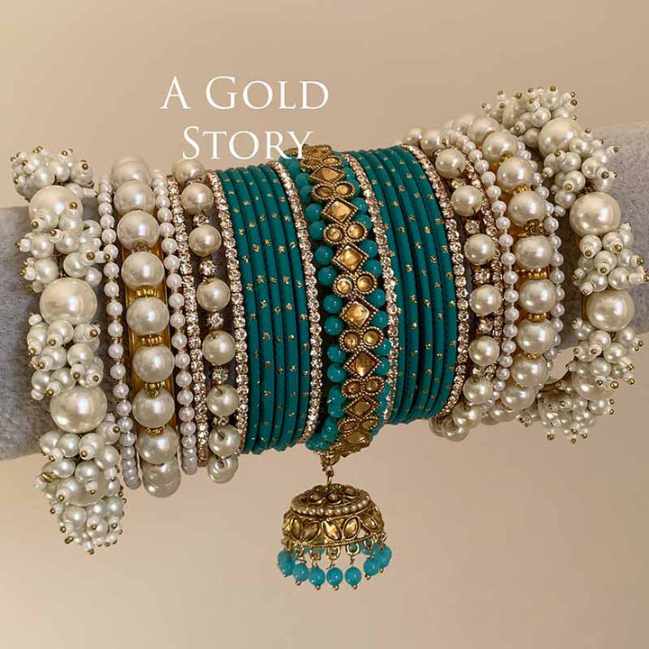 AFAANAA BRIDAL BANGLES SET TEAL/ ZINC