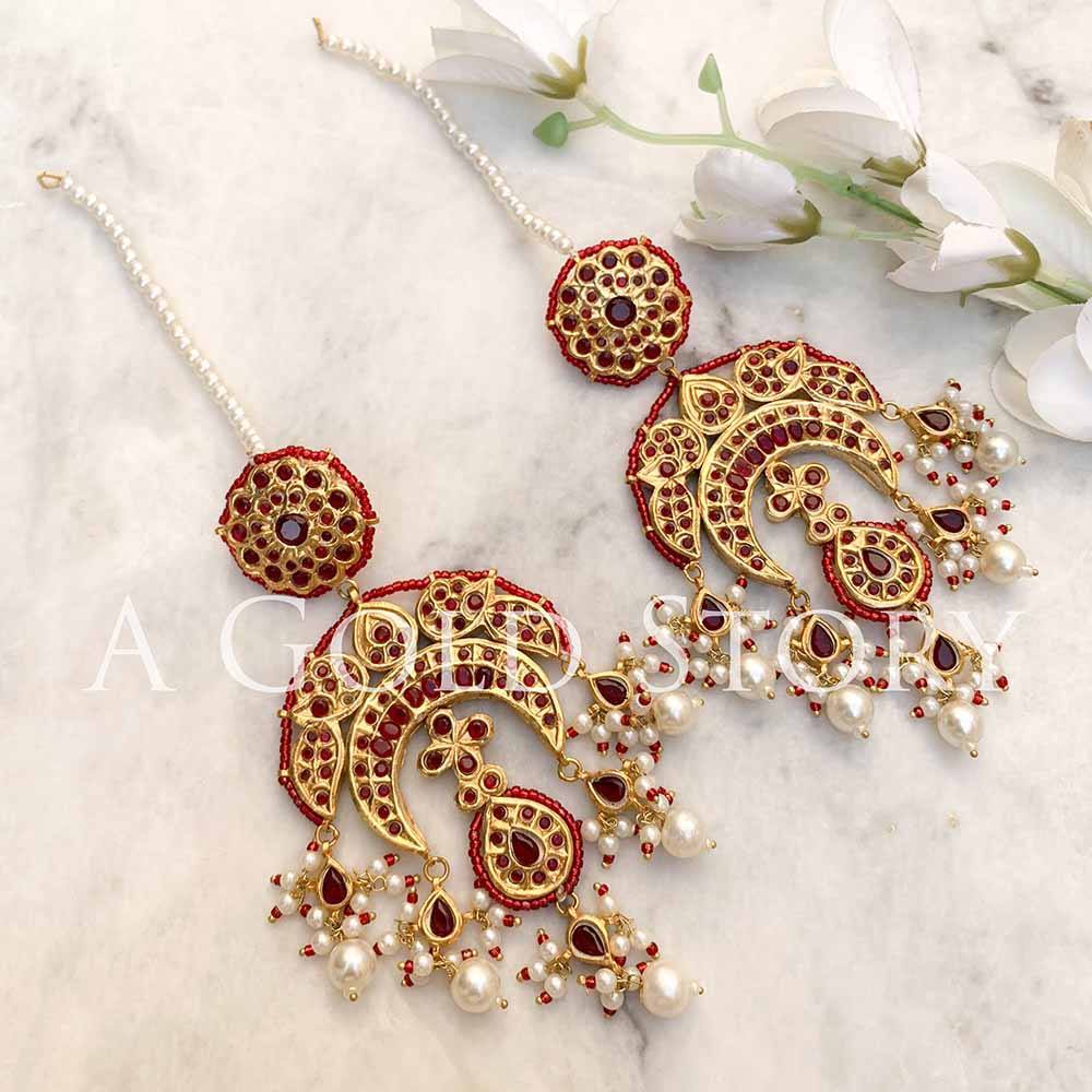 MARIUM KUDAN EARRINGS RED - A GOLD STORY