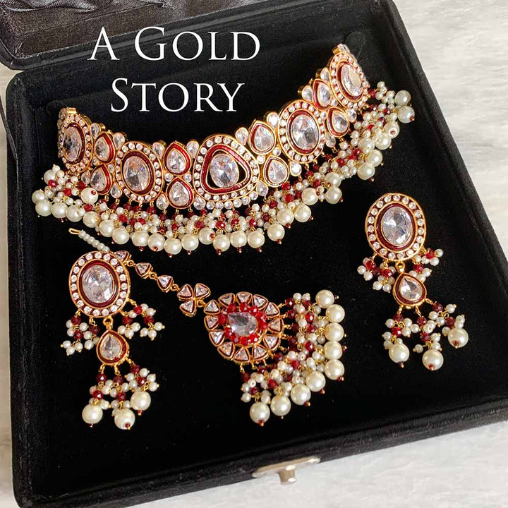 ANGNA BRIDAL SET EMERALD MAROON/ RED