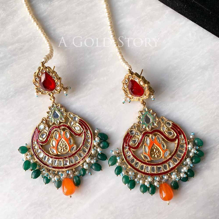 JUGNU KUDAN EARRINGS RED - A GOLD STORY