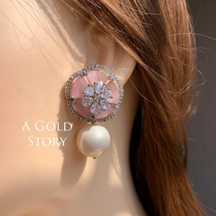 FARINA EAR STUDS PINK SILVER