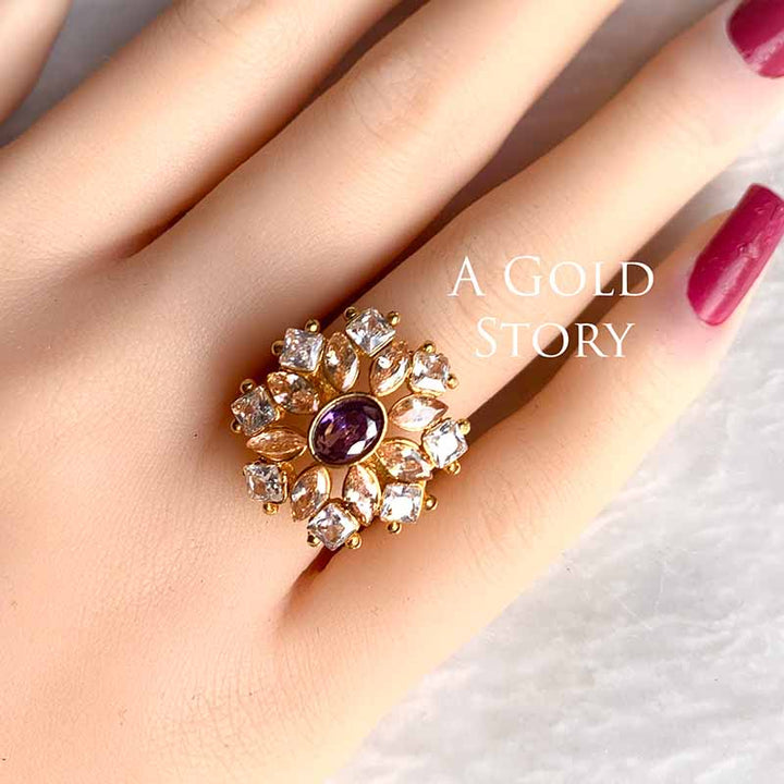 AJRADA EARRINGS AND RING SET LILAC/ PURPLE
