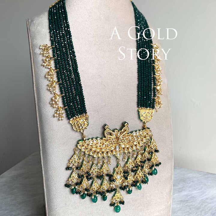 BARJAA KUNDAN MAALA SET EMERALD GREEN