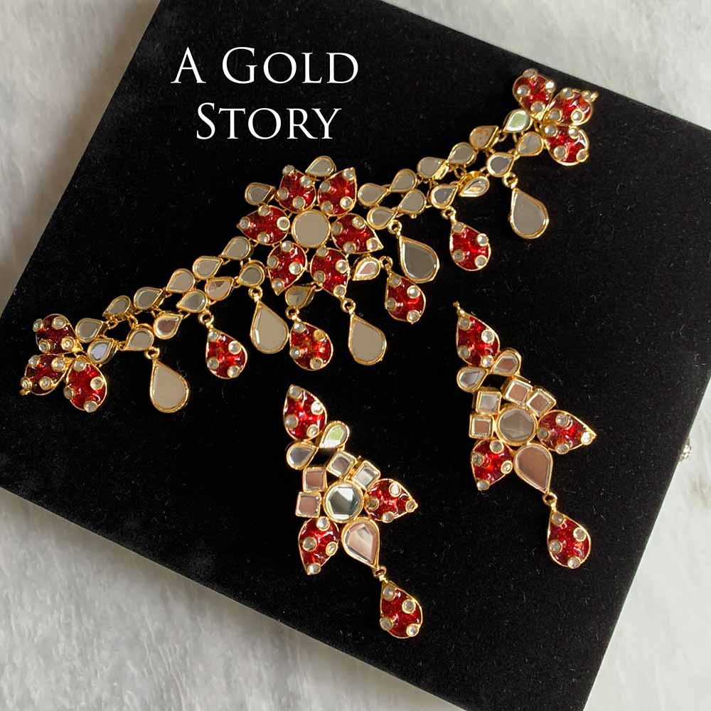 ANEESA CHOKER SET RED/ MAROON