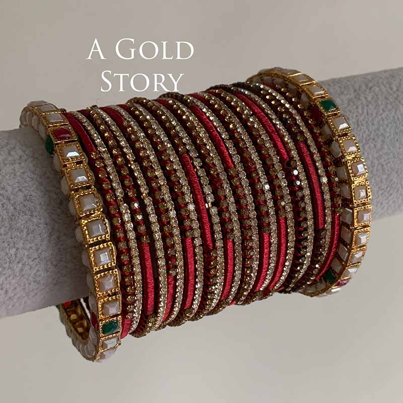 LARAH BANGLES SET MAROON/ RED
