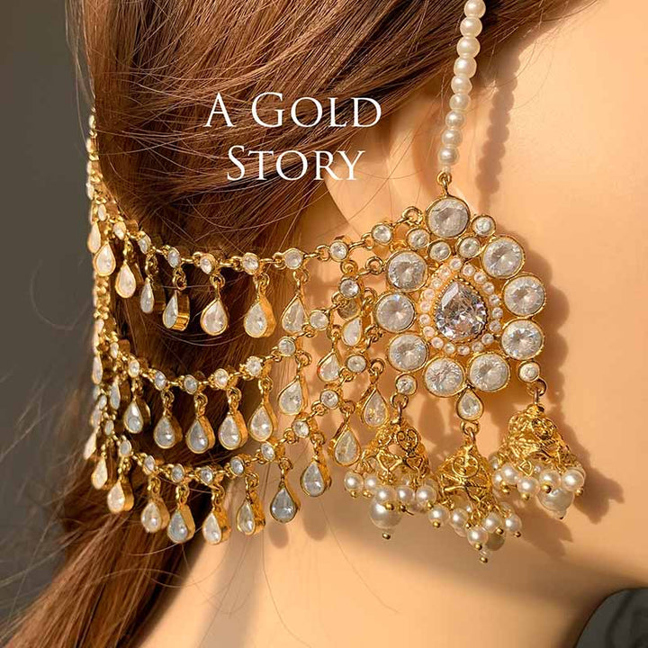 SAJAL KUNDAN POLKI EARRINGS WITH SAHARAY