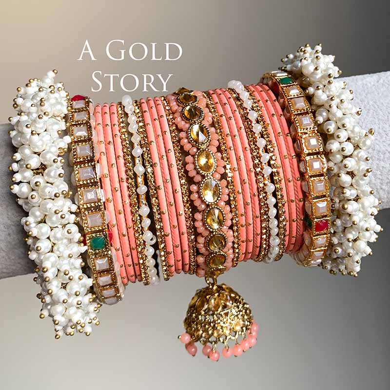 ANABIA BRIDAL BANGLES SET PEACH