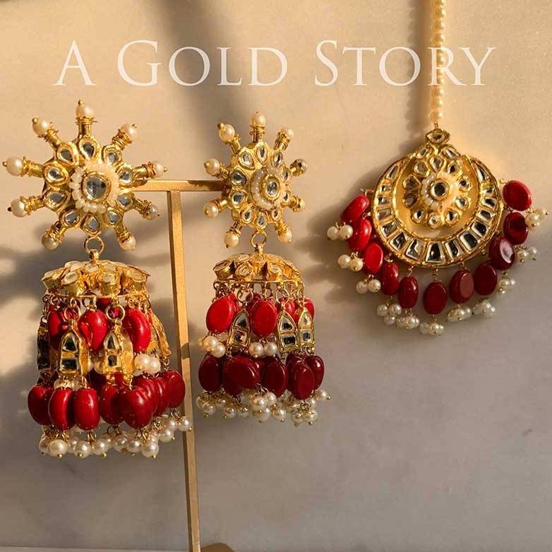 MANISHA EARRINGS AND TIKKA - A GOLD STORY