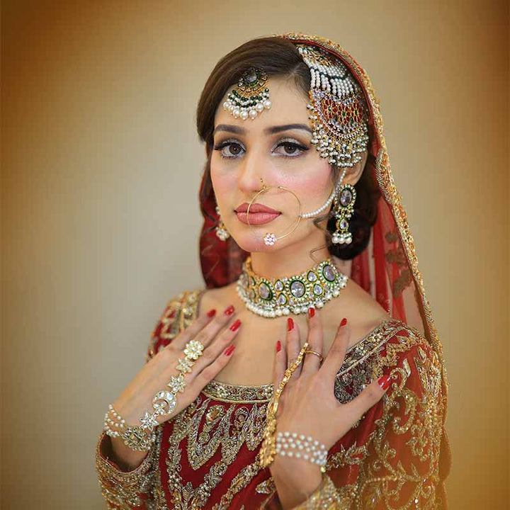 ANGNA BRIDAL SET EMERALD MAROON/ RED