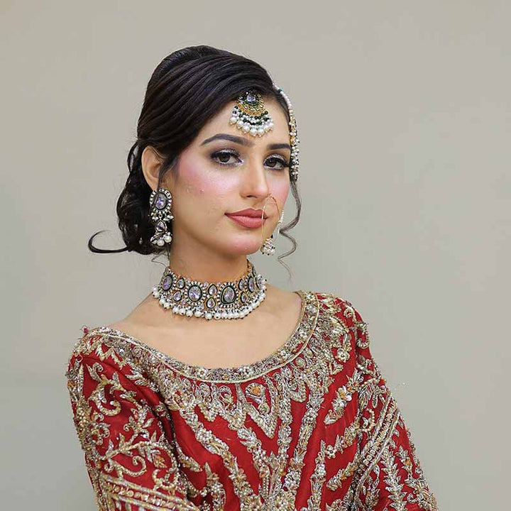 ANGNA BRIDAL SET EMERALD MAROON/ RED
