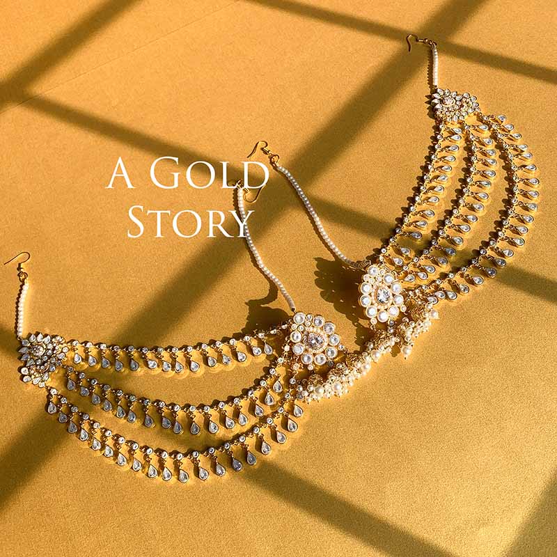 SAJAL KUNDAN POLKI EARRINGS WITH SAHARAY