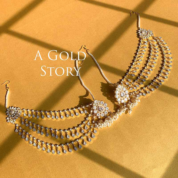 SAJAL KUNDAN POLKI EARRINGS WITH SAHARAY