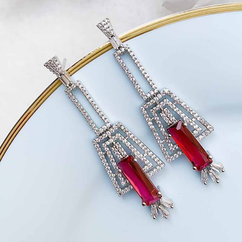 JULES EARRINGS SILVER RED - A GOLD STORY