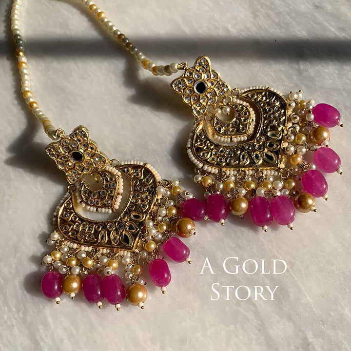 JODHA EARRINGS, TIKKA AND JHOOMAR PINK