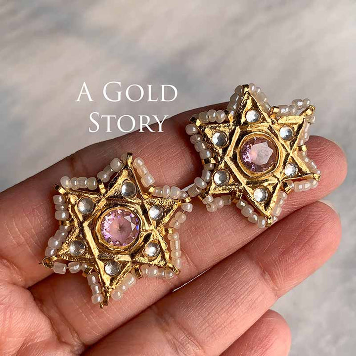 STAR KUNDAN STUDS PINK