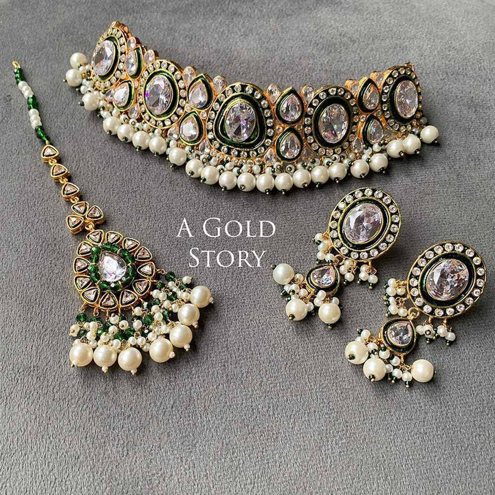 ANGNA BRIDAL SET EMERALD GREEN