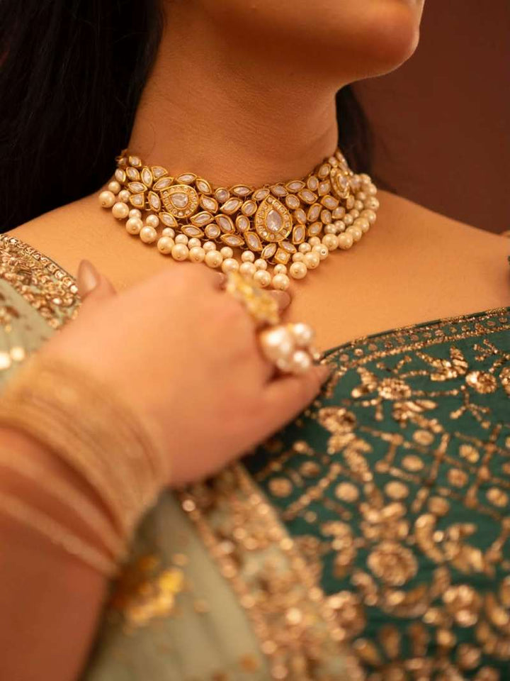 HIBISCUS BRIDAL KUNDAN POLKI SET