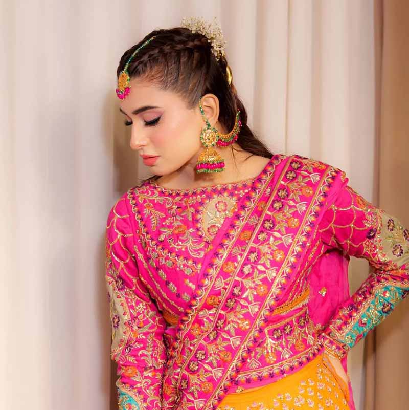 HEER BRIDAL SET HOT PINK AND GREEN