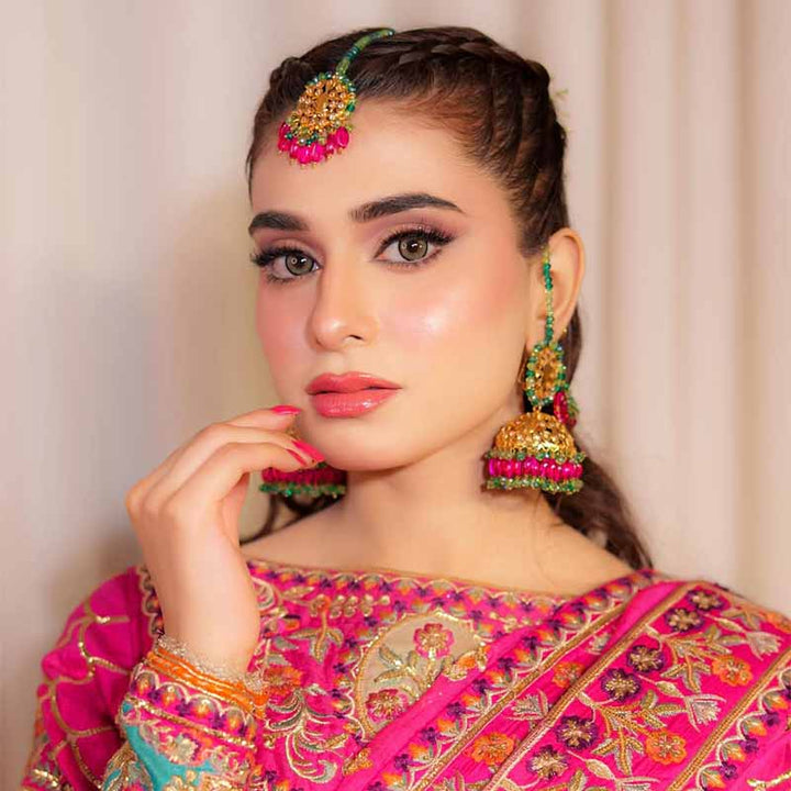 HEER BRIDAL SET HOT PINK AND GREEN