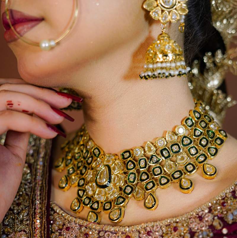 MALIKA JAHAN KUNDAN POLKI BRIDAL SET (MAKE TO ORDER)
