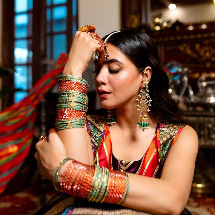 FALAK KUNDAN EARRINGS GREEN