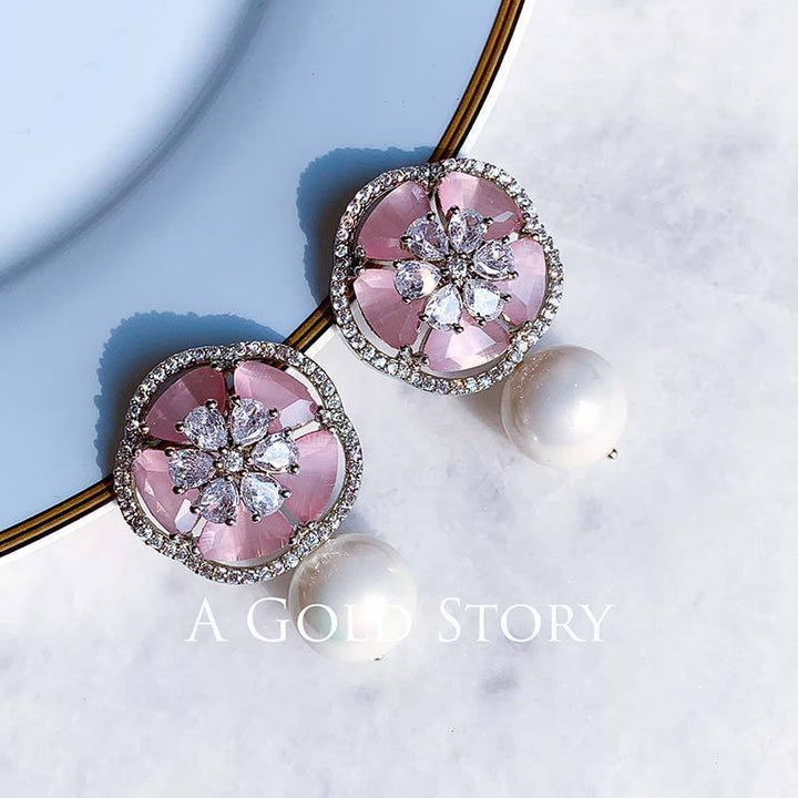 FARINA EAR STUDS PINK SILVER - A GOLD STORY