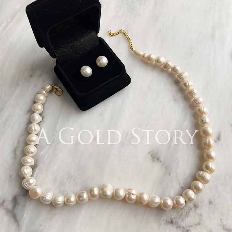 MUMTAZ REAL PEARL NECKLACE - A GOLD STORY