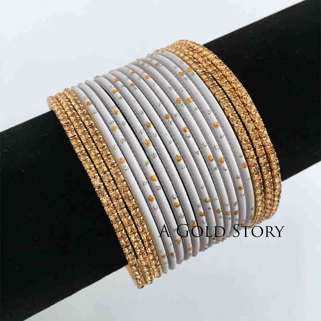 INDIAN BANGLES SET WHITE - A GOLD STORY