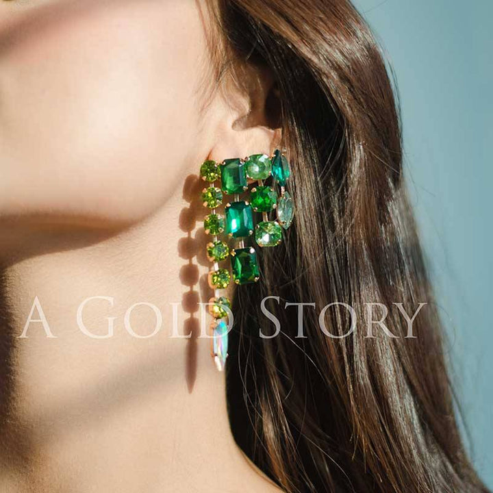 SELENA EARRINGS GREEN - A GOLD STORY