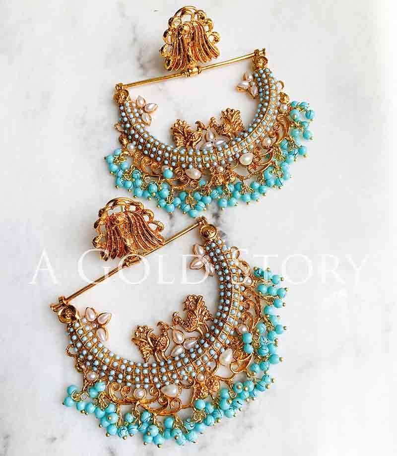 PRENA EARRINGS TEAL - A GOLD STORY