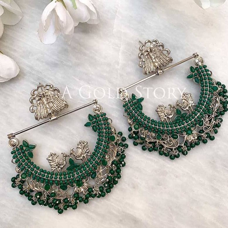 PRENA EARRINGS SILVER EMERALD GREEN - A GOLD STORY