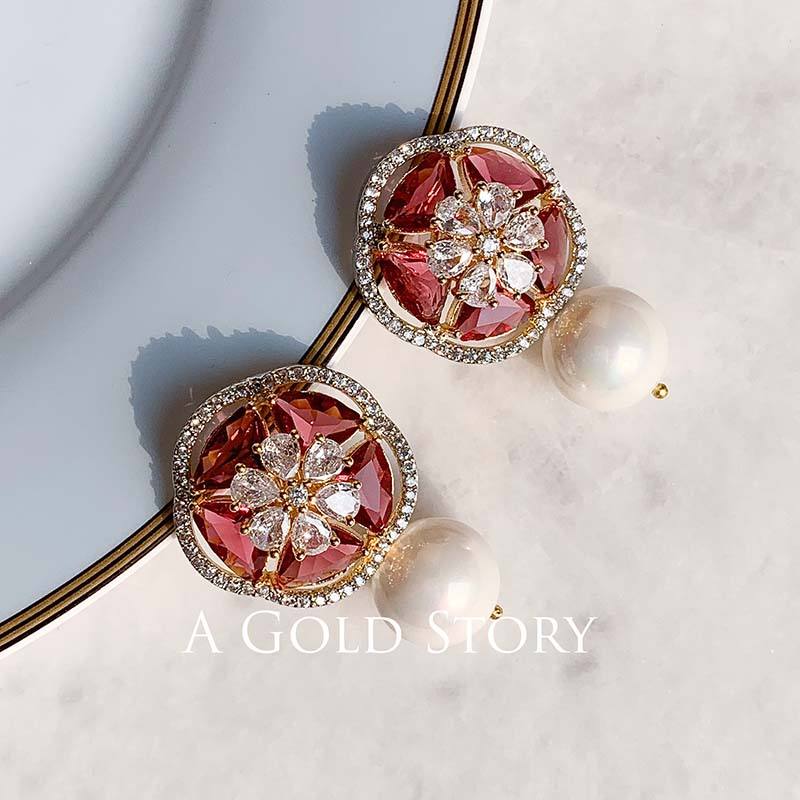 FARINA EAR STUDS RED GOLDEN - A GOLD STORY