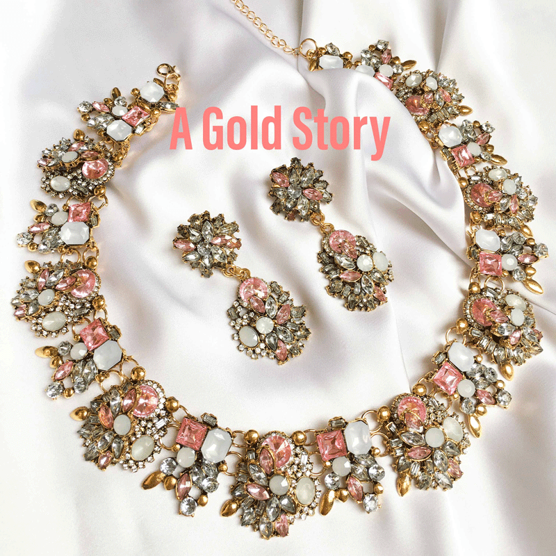 Anna necklace set Baby Pink - A GOLD STORY